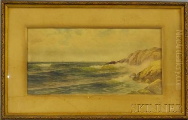 Crashing Waves Along A Rocky Coast Oil Painting by George Howell Gay