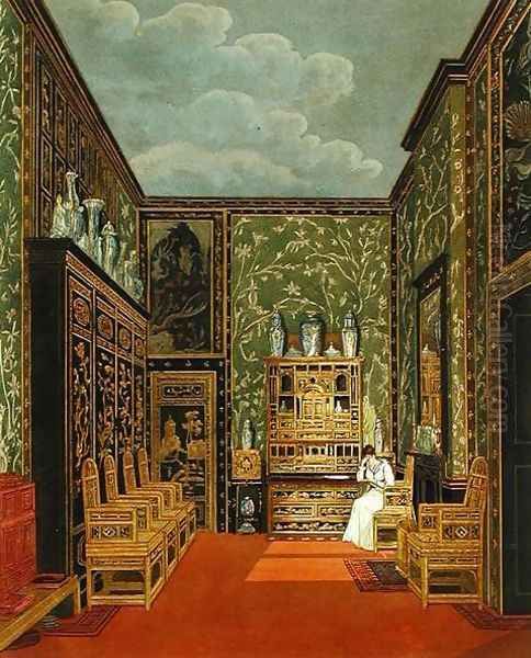 The Green Closet at Frogmore from Pynes The History of Royal Residences engraved by William James Bennett (1787-1844), published in 1819 Oil Painting by Charles Wild