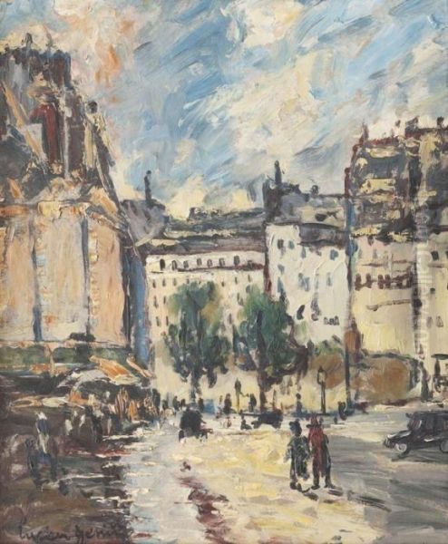 Boulevard Parisien Oil Painting by Lucien Genin