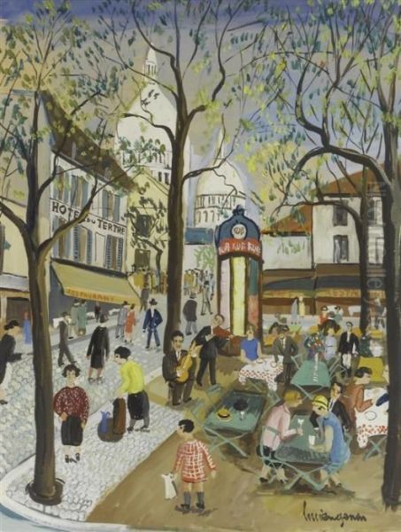 Rue Montmartre Oil Painting by Lucien Genin