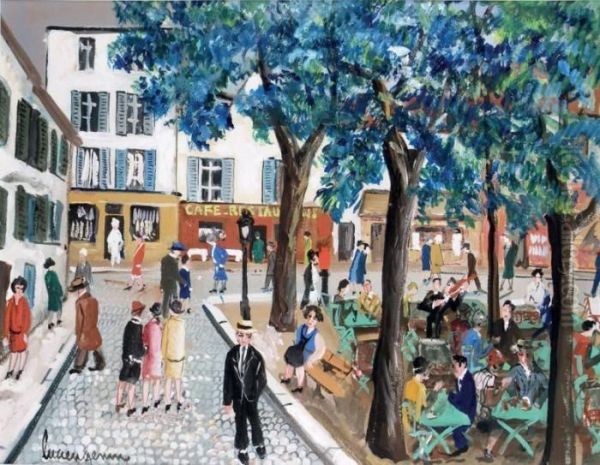 Montmartre, La Place Du Tertre Oil Painting by Lucien Genin