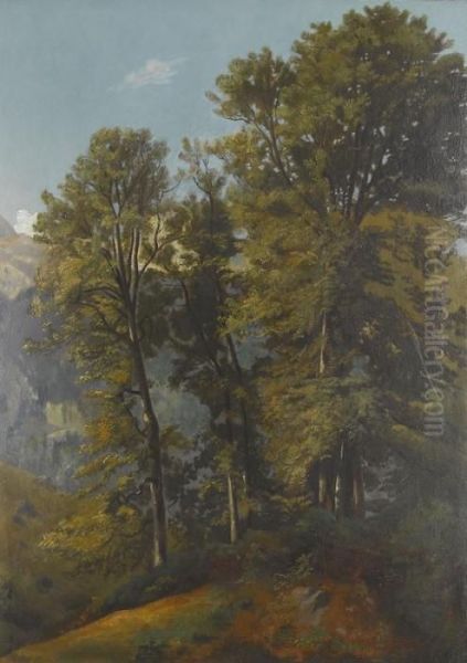 Berglandschaft Mit Einer Waldlichtung Oil Painting by Jean Philippe George-Juillard