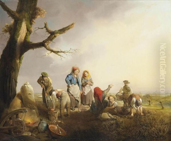 The Potato Pickers Oil Painting by Friedrich Otto Georgi