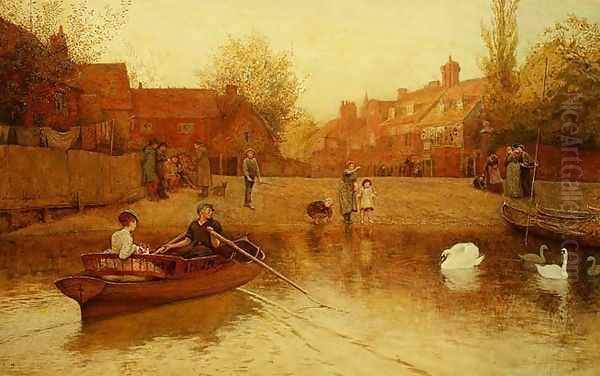 Marlow Ferry Oil Painting by Frederick Walker