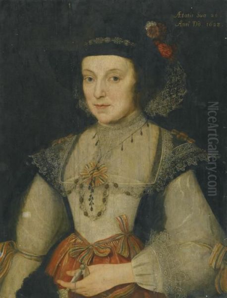 Portrait Of A Lady, Said To Be Lady Holderness Oil Painting by Marcus Ii Gerards