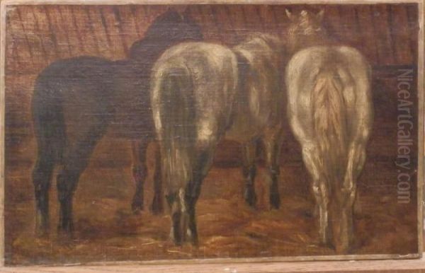 Trois Chevaux De Dos Oil Painting by Theodore Gericault