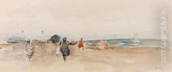 Promenade Sur La Plage Oil Painting by Paul-Elie Gernez