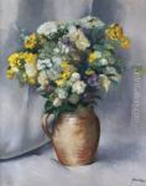 Vase De Fleurs Oil Painting by Paul-Elie Gernez