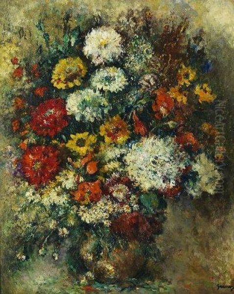 Bouquet De Fleurs Oil Painting by Paul-Elie Gernez