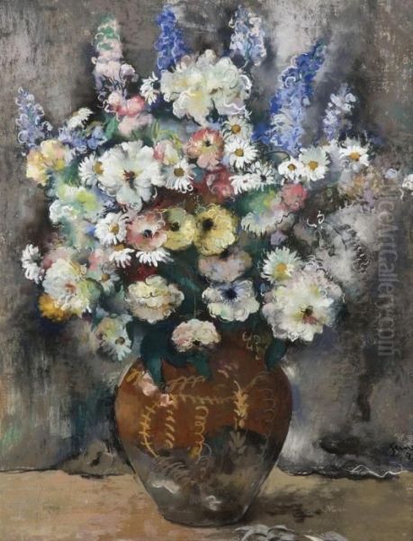 Bouquet De Fleurs Oil Painting by Paul-Elie Gernez