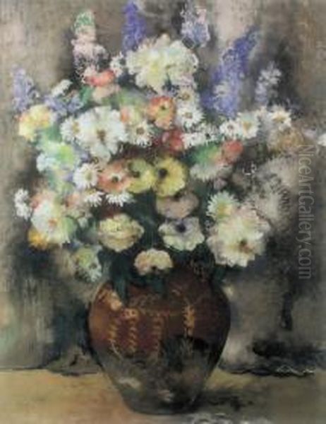 Bouquet De Fleurs Oil Painting by Paul-Elie Gernez