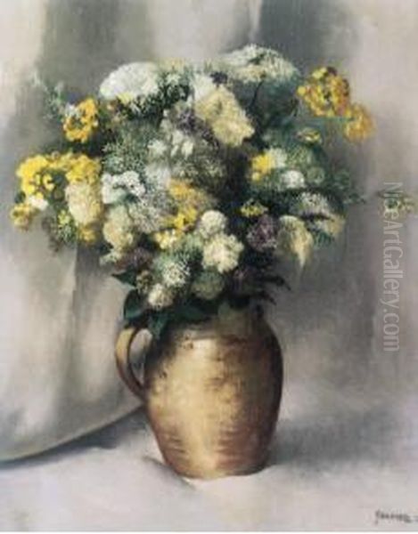 Vase De Fleurs Oil Painting by Paul-Elie Gernez