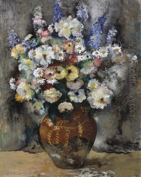 Bouquet De Fleurs Oil Painting by Paul-Elie Gernez