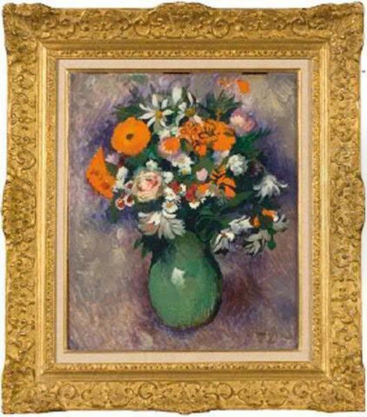 Bouquet De Fleurs Oil Painting by Paul-Elie Gernez