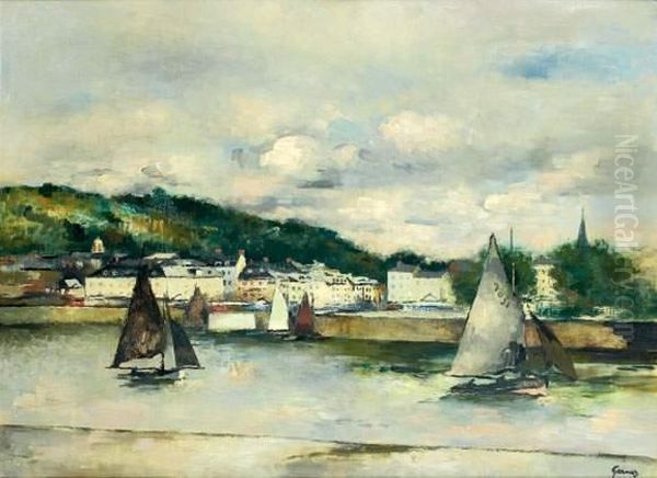 L'entree Du Port A Honfleur Oil Painting by Paul-Elie Gernez