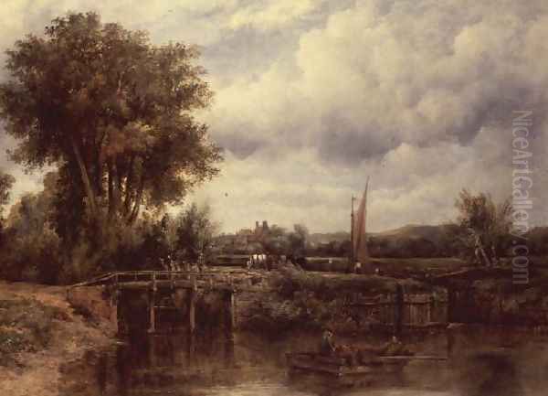 The Lock at Dedham Oil Painting by Frederick Waters Watts