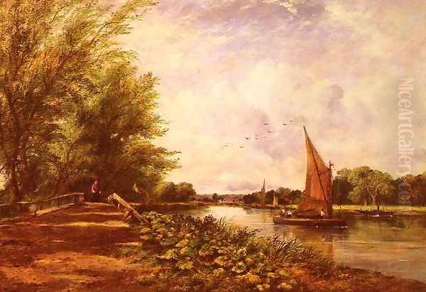 The Riverbank Oil Painting by Frederick Waters Watts