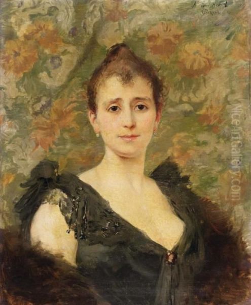 Portrait De Femme Oil Painting by Paul Jean Gervais