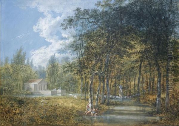 Arcadian Landscape Oil Painting by Salomon Gessner