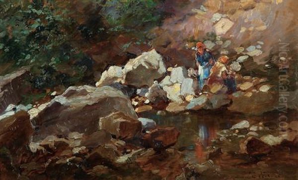 Al Fiume Oil Painting by Cesare Gheduzzi