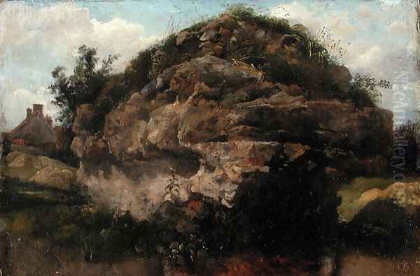 Rocky Hillside, c.1830 Oil Painting by Frederick Waters Watts