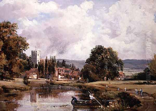 On the Medway, Aylesford, Kent Oil Painting by Frederick Waters Watts