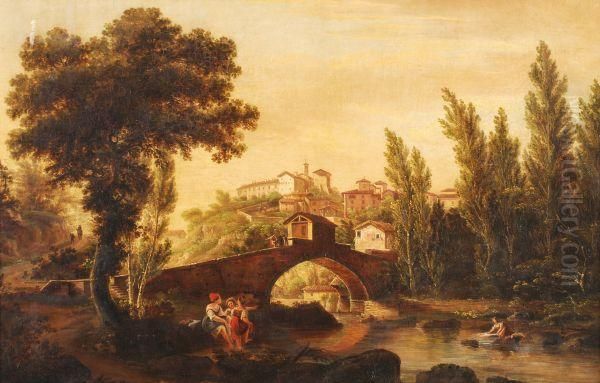 Ponte De Pelagho A Valonbrosa Toscana Oil Painting by Giuseppe Gherardi