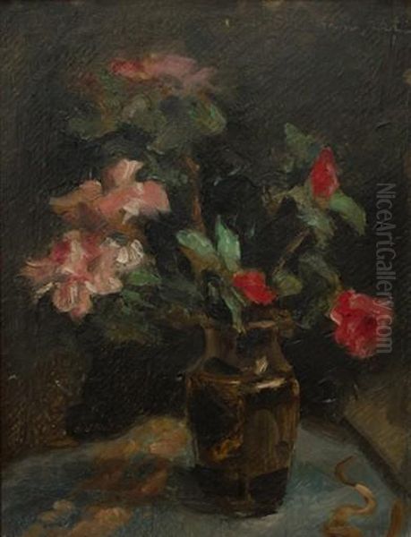 Vas Cu Flori Oil Painting by Stelian Popescu Ghimpati