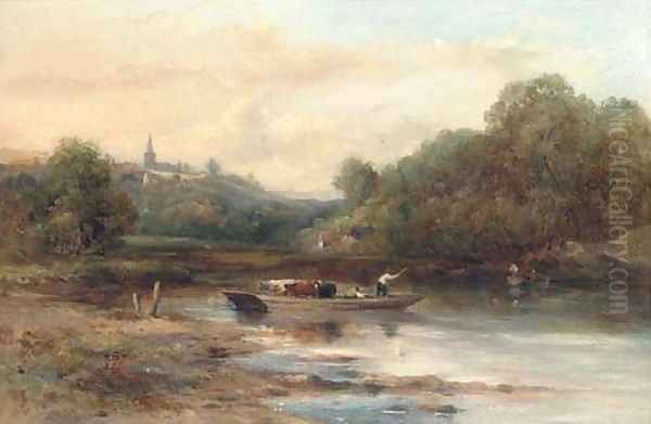 The cattle crossing, near Norwich Oil Painting by Frederick Waters Watts