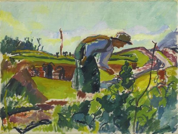 Field Worker Oil Painting by Giovanni Giacometti