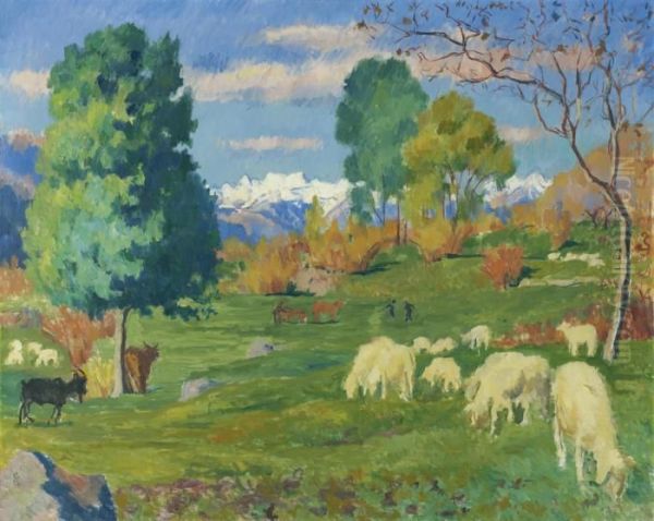 Paesaggio D'autunno Oil Painting by Giovanni Giacometti