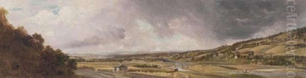 Perth From The Edinburgh Road Oil Painting by Robert Gibb