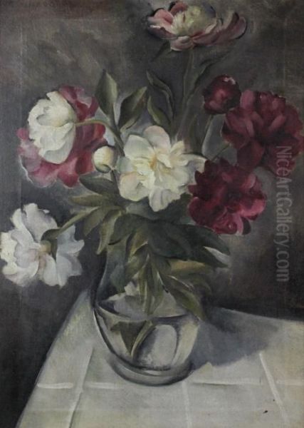 Still Life With Peonies Oil Painting by William Alfred Gibson