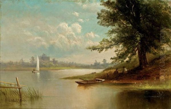 Picnic By The Water's Edge Oil Painting by Charles Henry Gifford