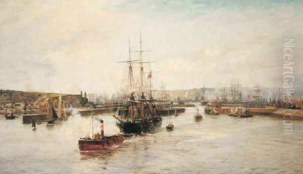 Entrance to Barry Dock, South Wales, 1897 Oil Painting by William Lionel Wyllie