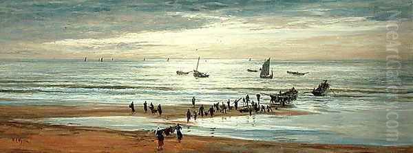 Beach Scene on the North Coast of France Oil Painting by William Lionel Wyllie