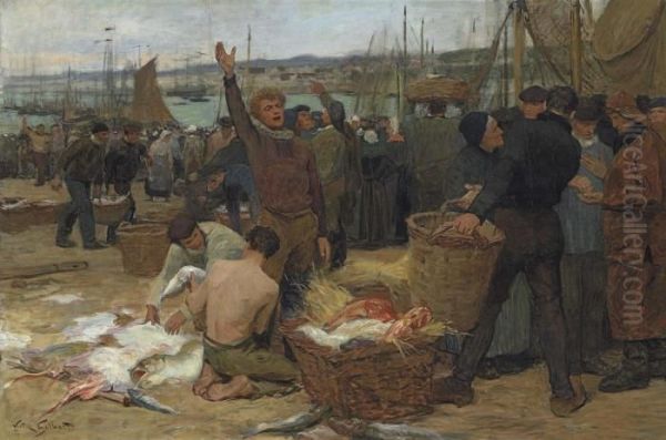 The Catch Oil Painting by Victor-Gabriel Gilbert