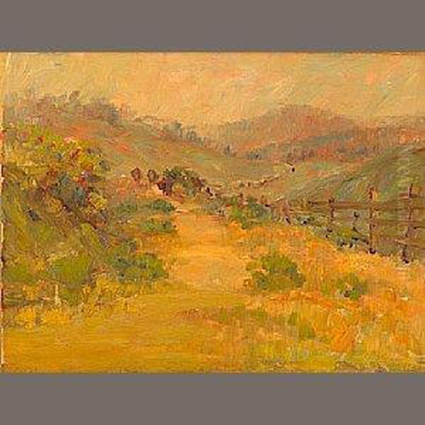 Fence Along A Hillside Oil Painting by Selden Connor Gile