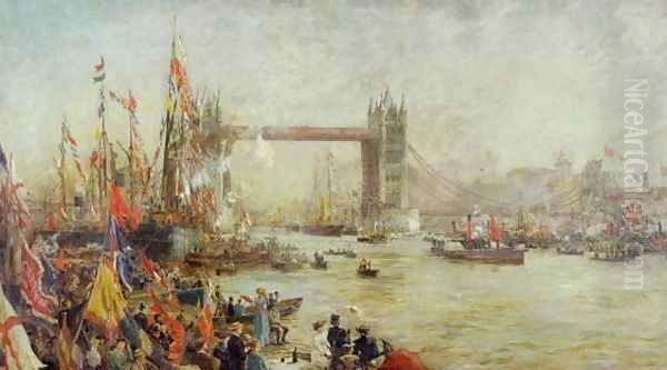 Opening of Tower Bridge, 1894 Oil Painting by William Lionel Wyllie