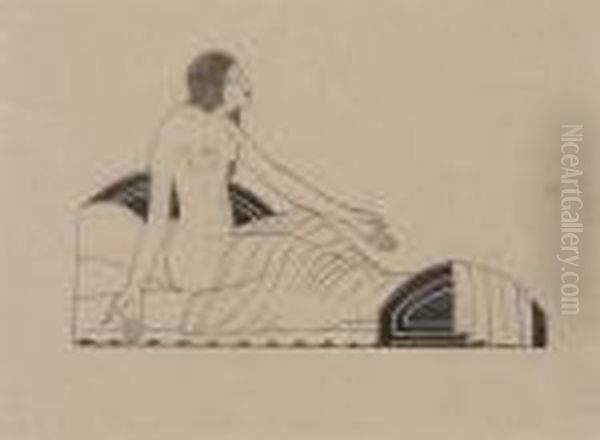 On My Bed By Night Oil Painting by Eric Gill