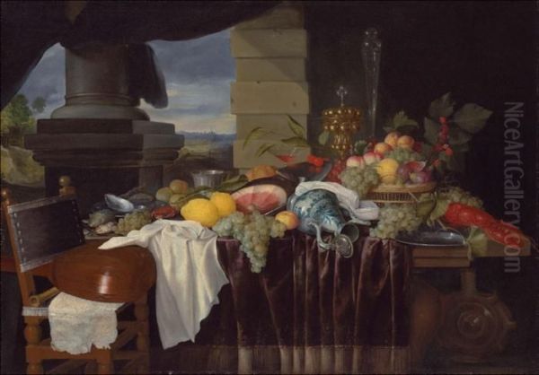 I A Pronk Still-life With Fruit And A Lobster Oil Painting by Jan Pauwel Gillemans The Elder