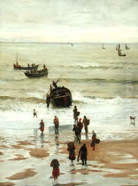 Fishing Boats Setting Out from Portel, 1872 Oil Painting by William Lionel Wyllie