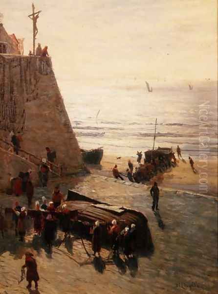 Drying the Nets Oil Painting by William Lionel Wyllie