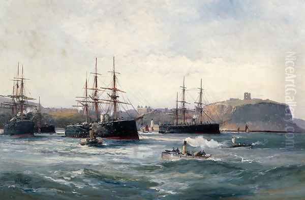 The Channel Fleet off Scarborough, 1896 Oil Painting by William Lionel Wyllie