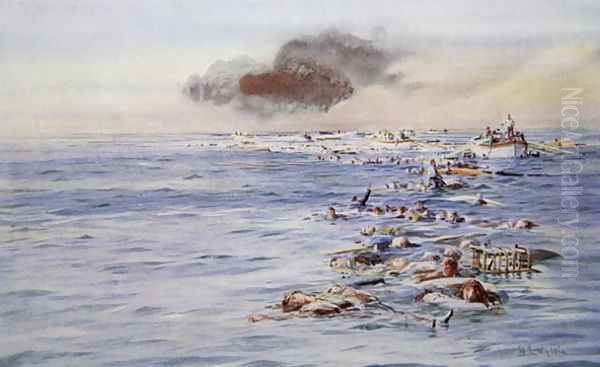 The Aftermath of the Lusitania Oil Painting by William Lionel Wyllie