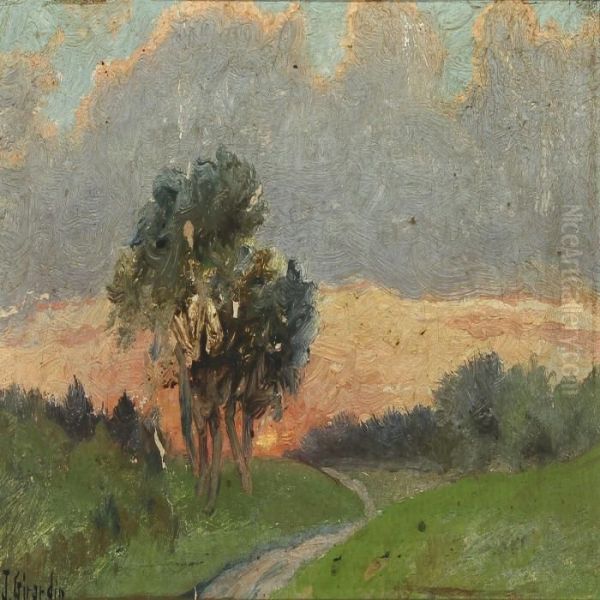 Sunset Oil Painting by Frank J. Girardin