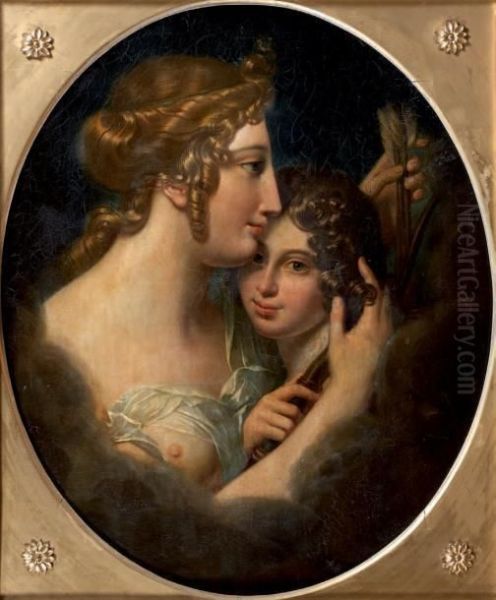 Jeune Femme Tirant Les Fleches D'un Carquois Porte Par Un Jeune Homme Oil Painting by Anne-Louis Girodet de Roucy-Triosson