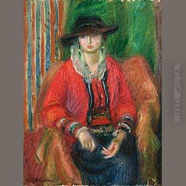 Woman In Red Jacket Oil Painting by William Glackens