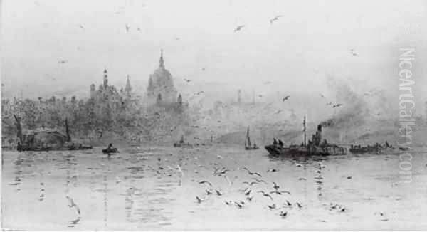 St. Paul's Cathedral from the Thames 2 Oil Painting by William Lionel Wyllie