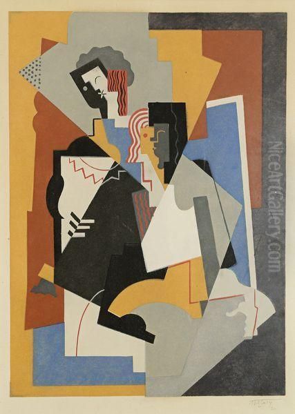 Composition Avec Deux Figures Planes Oil Painting by Albert Gleizes